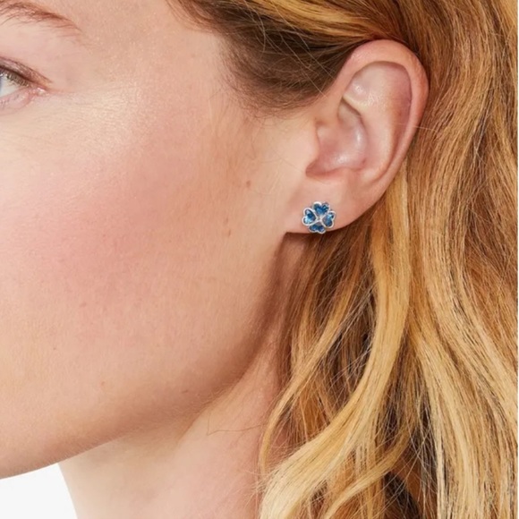 Kate Spade - Something Sparkly Spade stud earrings in silver/light sapph… - Picture 3 of 7
